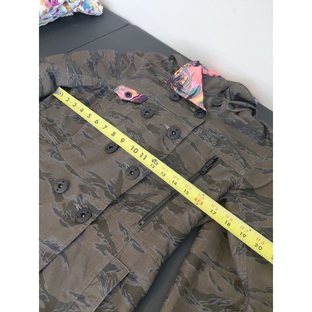 VTG Hurley Double Breasted Women LARGE Hood Camo VIVID Hawaiian Pink Y2K Skater - Picture 9 of 16